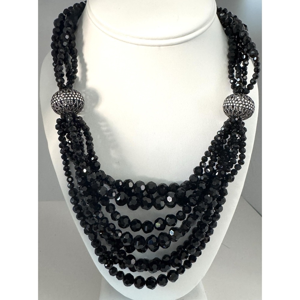 Camrose & Kross JBK Jackie Kennedy Black Bead Multi Strand Necklace
